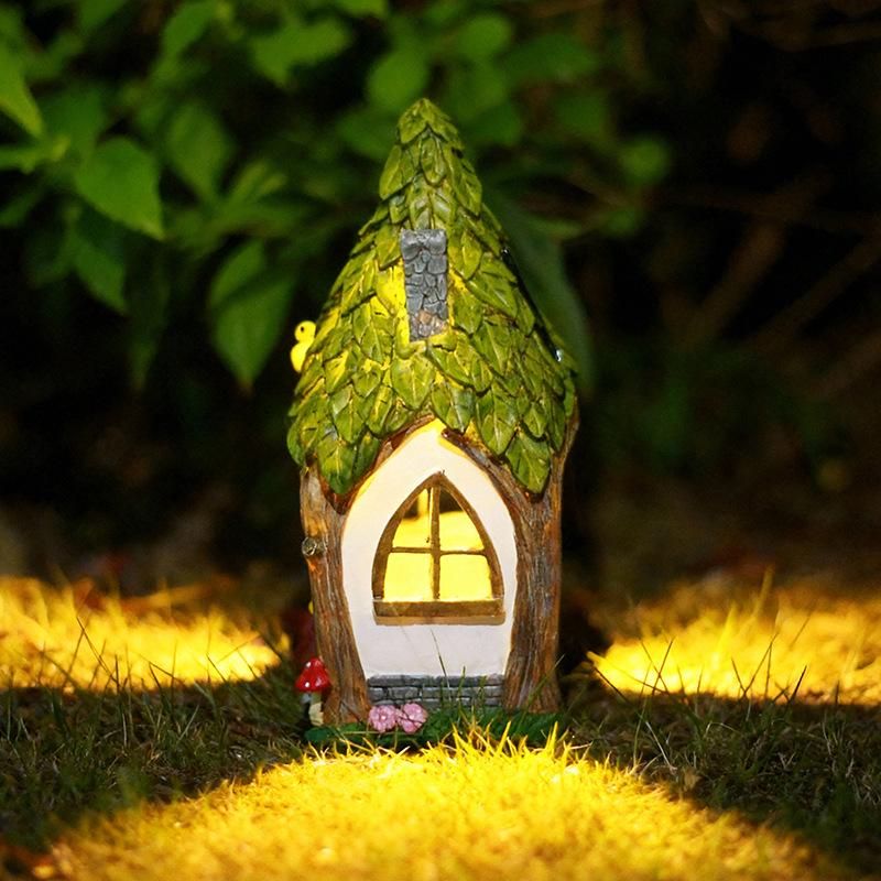 

Уличный квадратный домик на дереве, солнечная полирезиновая фигурка - водонепроницаемый газонный светильник