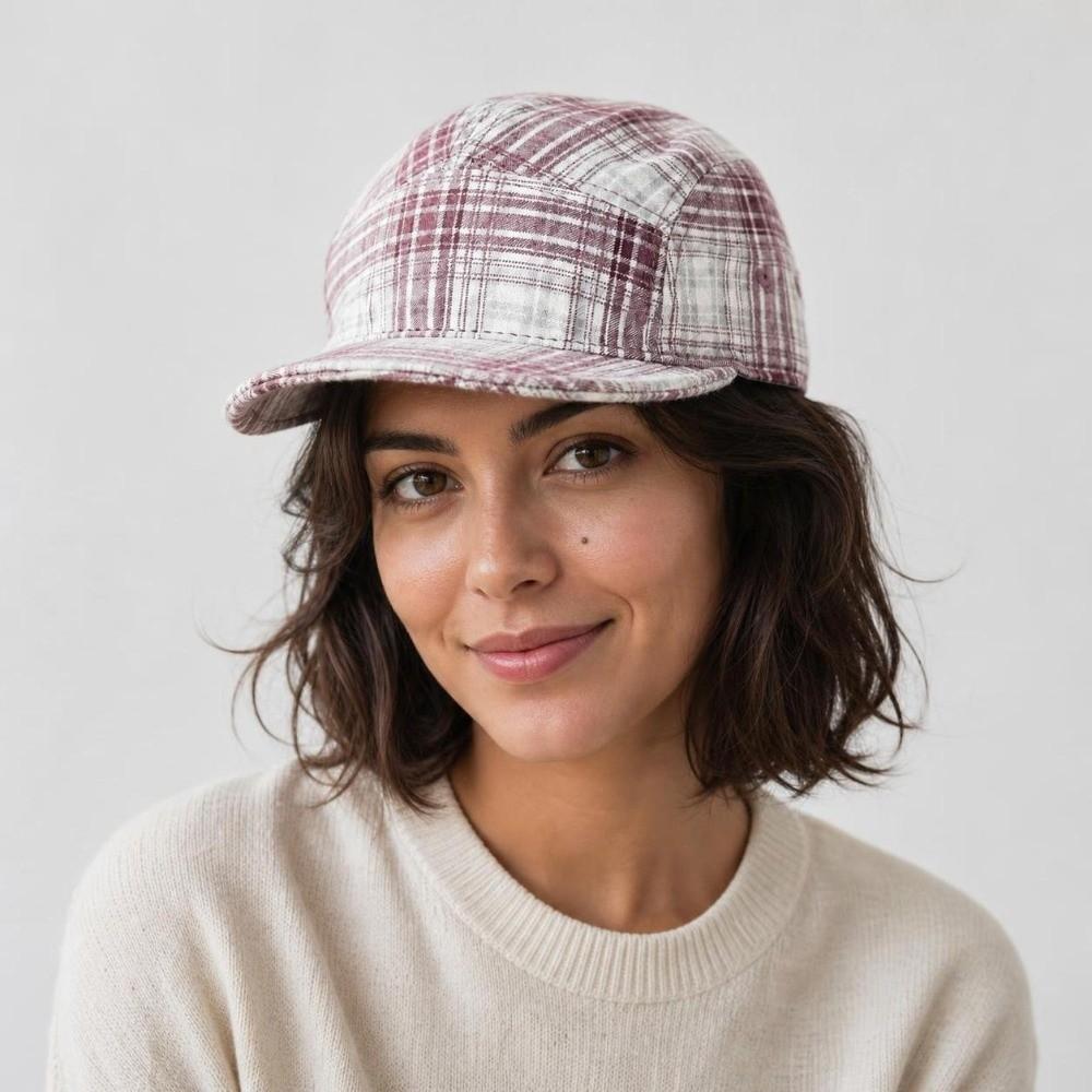 Adjustable Peaked Caps Retro Plaid Sunshade Hats Fashionable Baseball Hats  Women
