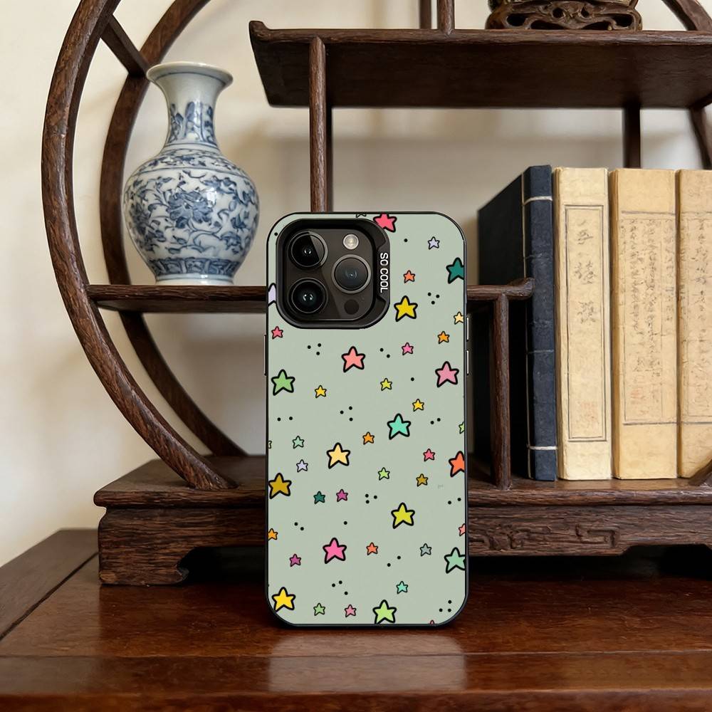 C-Cute cartoon star pattern Phone Case For IPhone 16 17 15 14 12 13 Pro Max Black Color Shockproof Cover