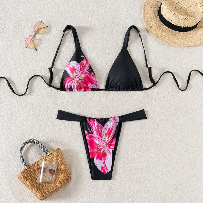 

Новый раздельный купальник с принтом, фиксированная версия, контрастный цвет, треугольная чашка, бикини на бретелях, сексуальный купальник L