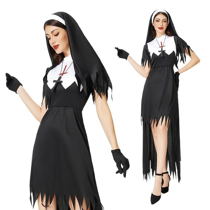 Halloween Costume Cosplay Nun Costume Cross Dress Stage Performance Costume