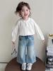 Girls' 2026 Spring Rhinestone Star Denim Jeans - Drapey Straight-Leg Casual Pants
