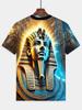 3D Egyptian Pharaoh Print Men'S Casual T-Shirt – Summer Breathable Outdoor Wear, Trendy Round Neck Design for Running, Gym & Daily Style, Perfect Gift