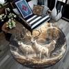 Enchanted Forest Deer Round Area Rug,Carpet Rug for Living Room Bedroom Sofa Playroom Decor,Non-slip Floor Mat