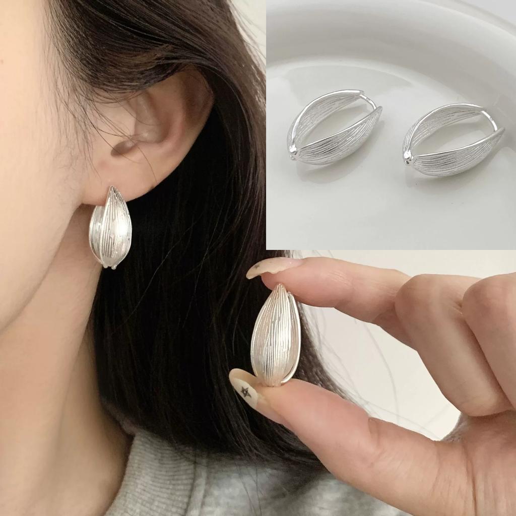 925 Silver Bow Knot Ear Clip for Women Girl Ribbon Design Ballet Style Sweet Jewelry Gift