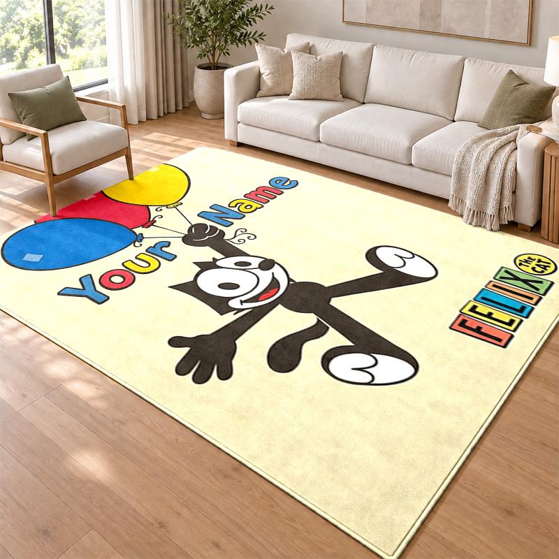 Felix the Cat Custom Name Personalized Rug Non‑Slip Doormat Floor Carpet Housewarming Birthday Gift for Family Friends