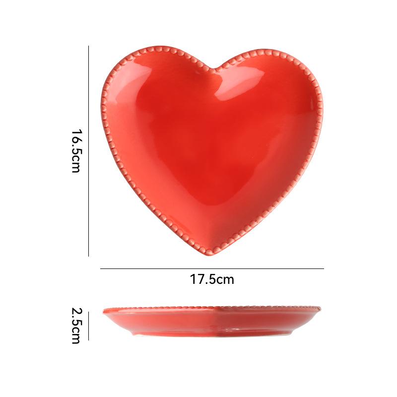 Creative Heart-Shaped Ceramic Small Plate, Household Dim Sum Plate, Catering Dessert Plate, Snack Plate, Direct Supply Can Be Customized