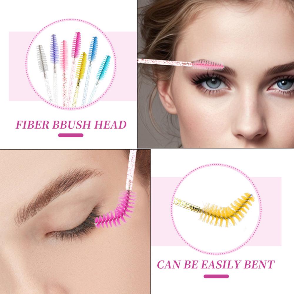 Gold Buckle Pompom Eyelash & Eyebrow Brush with Crystal Rod and Rabbit Ear Comb
