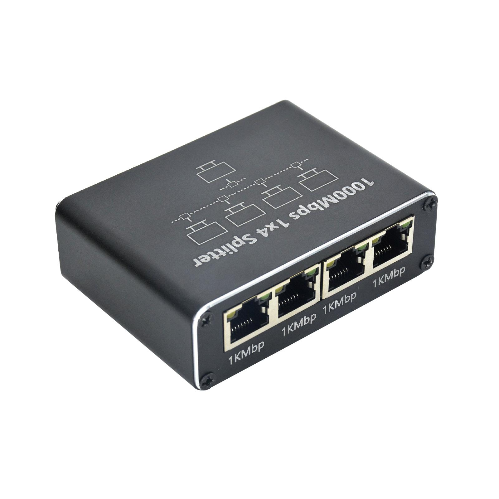 

Сплиттер Ethernet 1 в 4, высокоскоростной сетевой распределитель 1000 Мбит/с с питанием от USB, поддерживает 4 устройства одновременно