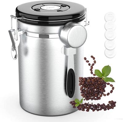 Coffee Canister 1800ml Coffee Bean Storage Container Sealed Container with Replacement Valve Spoon Included 600g Tea Caddy Sweets Sugar Fragrance Date