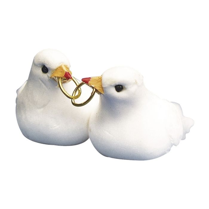 Objet décoratif - sct. - Couple de pigeons en plumes - 3 cm - Intérieur - Mixte