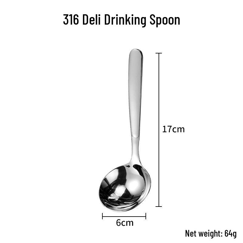 316 Edelstahl Besteckset: Suppenlöffel, Obstgabel, Schöpfkelle, Schaber für westliche Küche
