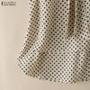 ZANZEA Women Casual Round Neck Loose Sleeveless Polka Dot Print Tank Tops