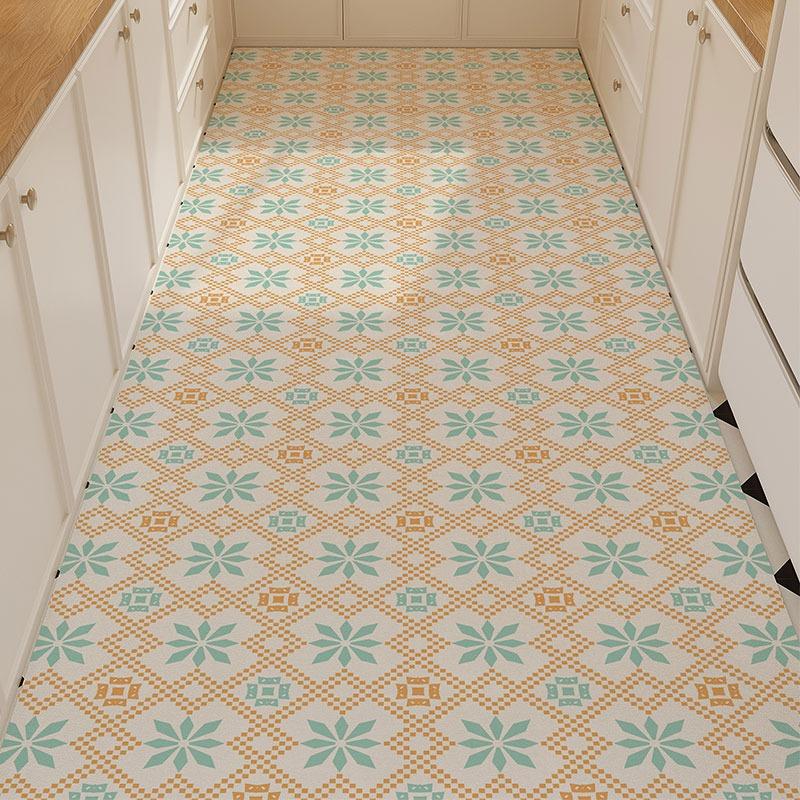 Kitchen Floor Mat Waterproof Oil-proof Foot Mats Pvc Leather Non-slip Carpet Long Rug Spring Retro Style  Home Decoration Rugs