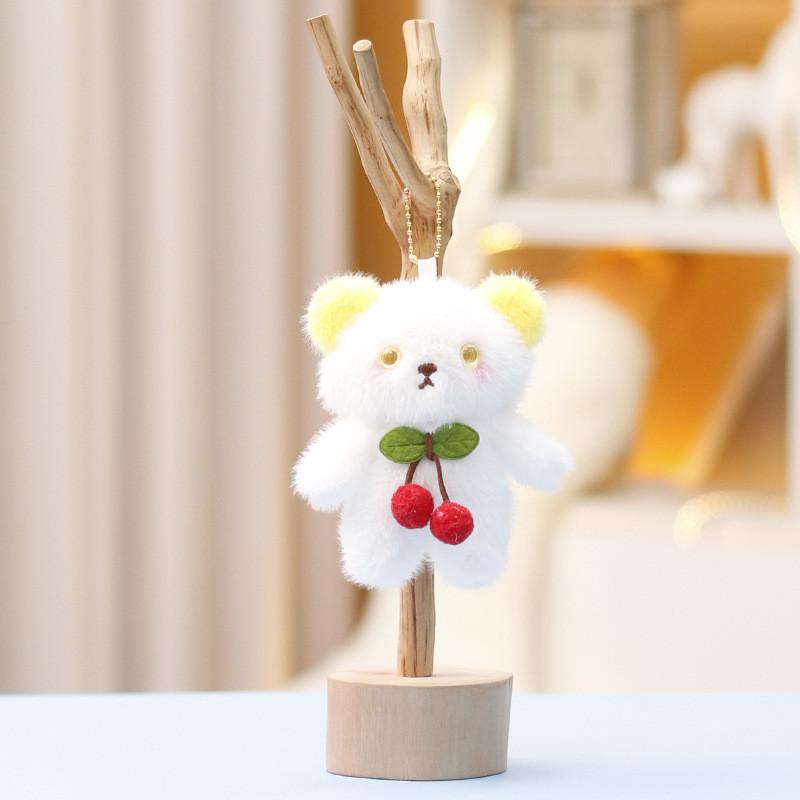 Plush Cherry Bear Keychain With Soft Short Pile For Girls And Bag Decor
