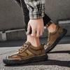Fashion Men's Leather Casual Sneakers Handmade Breathable Shoes Soft Low-top Working Shoes
