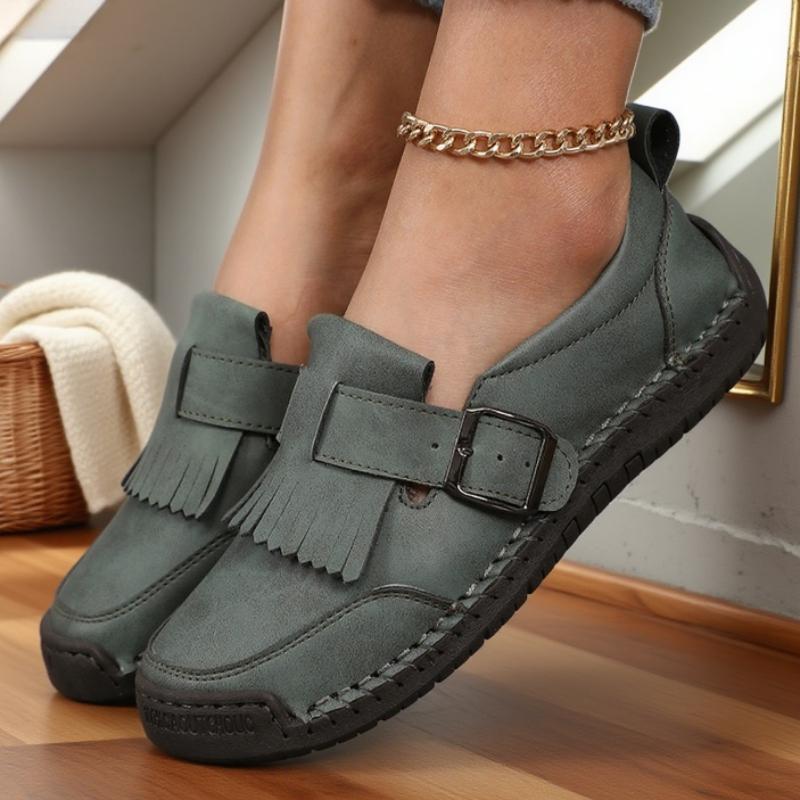 Damen Braune Slipper Design Fransen Schnalle Trendige Damen Slipper Weiches Kunstleder Bequeme Passform Sneakers Damen