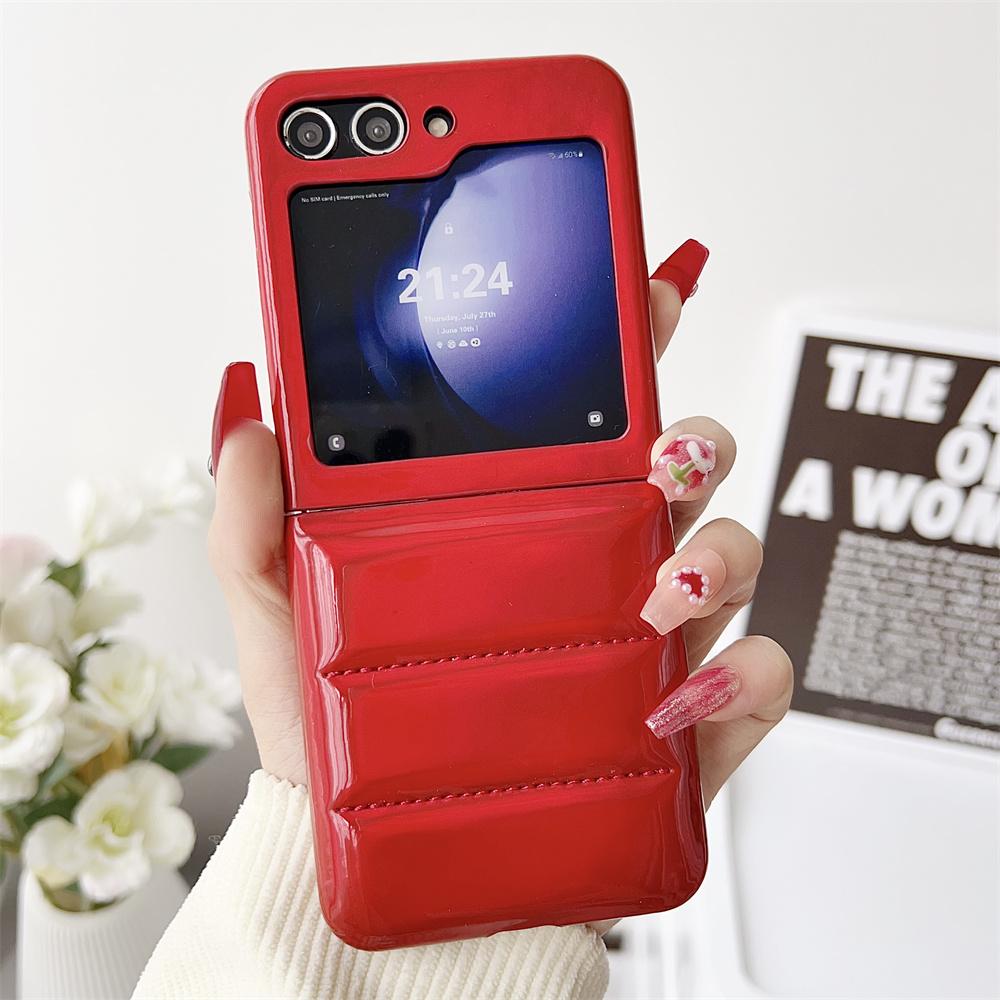 Per Samsung Z Flip Custodia Giubbotto Imbottito Placcato Cover Morbida Antiurto Per Samsung Galaxy z flip 4 Z Flip3 Custodia per Telefono Monocolore