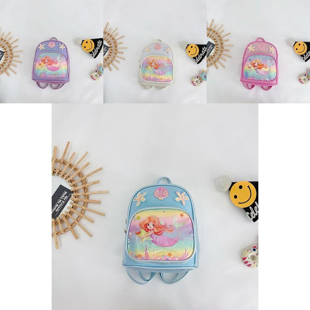 Adorable Fashionable Mermaid Themed Pu Backpack For Girls With Cute Cartoon Design
