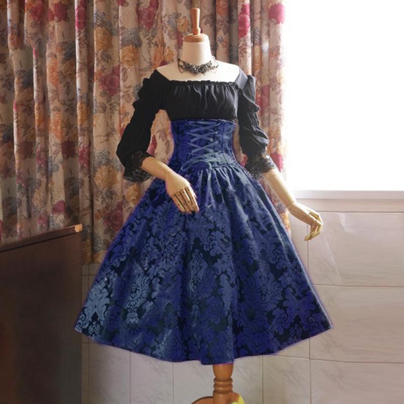 Ecoparty Womens Punk Party Dress Masquerade Steampunk Lolita Dress High Low Tops Costumes