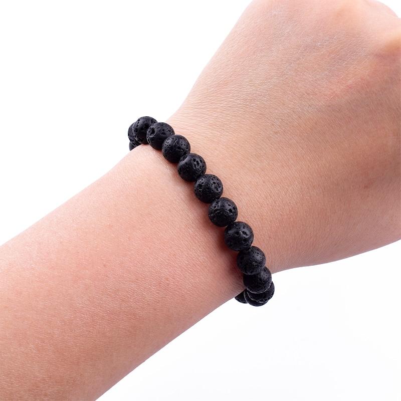 Beaded Bracelet 8mm Natural Stone Beads Men's Gorgeous Semi-Precious Black Onyx Lava Tiger Eye Healing For Women Men Jewelry