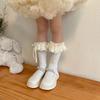 Breathable Cotton Hosiery Socks for Girls Toddler Stretchy Knee High Socks Puff Edge Lace Bows Socks for Autumn Spring