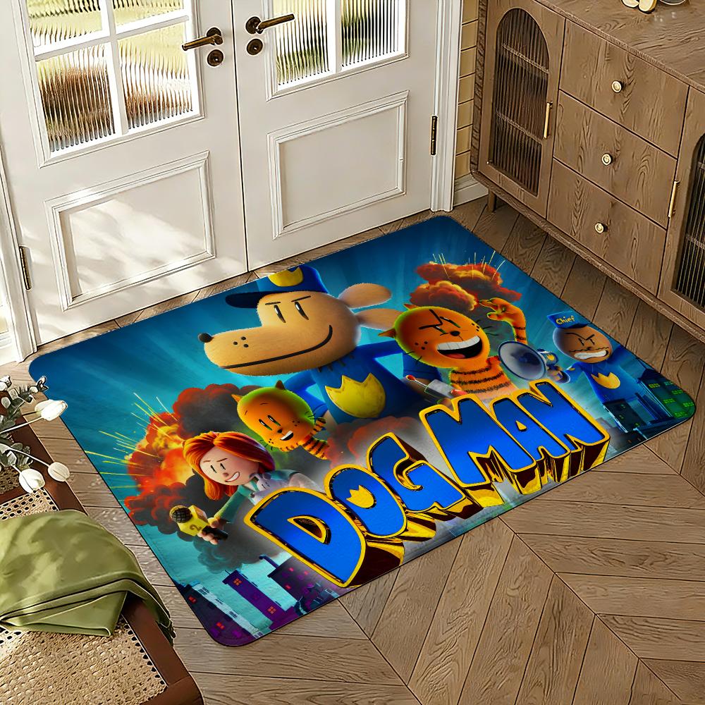 Cartoon D-Dog Man Floor Mat Soft Thickened Absorbent Non-Slip Bedroom Living Room Door Mat Home Decor Flannel Rugs