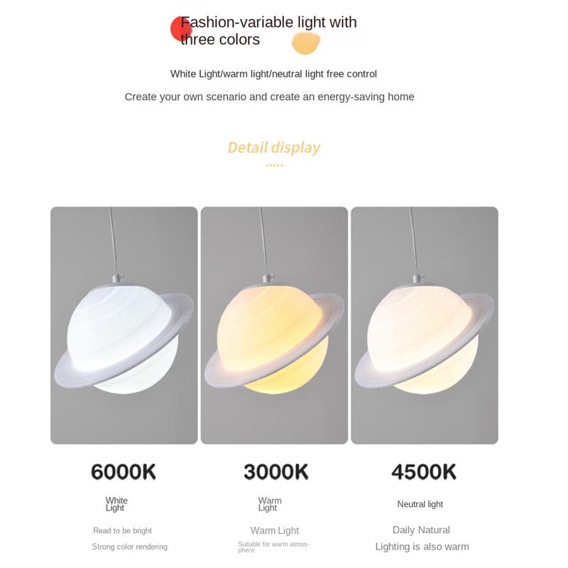 Nordic Planet Led Pendent Lamps For Kids Boy Girls Baby Children's Room Creative Chandeliers Round Decorative Interior Lighting