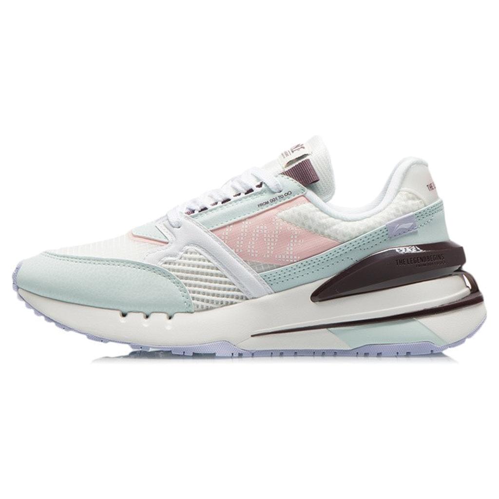 New LiNing Anti Slip And Wear Resistant Lightweight Low Top Running Shoes Women's White Blue AGCR184-2