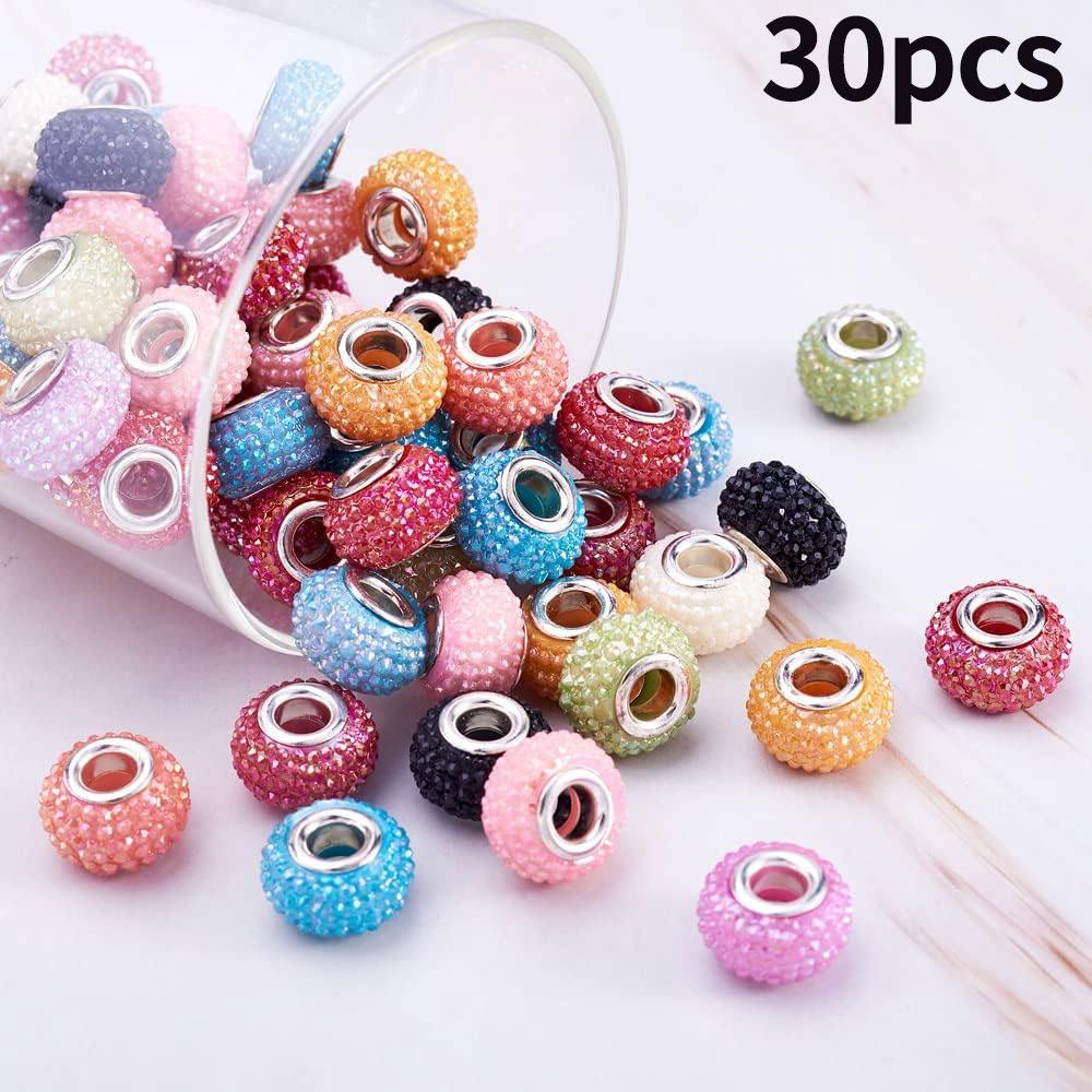 10/20/30pcs Resin European Large Hole Bead AB Color Decorative Bead Spaced Bead Pendant Bracelet Jewelry Making 14x9.5mm