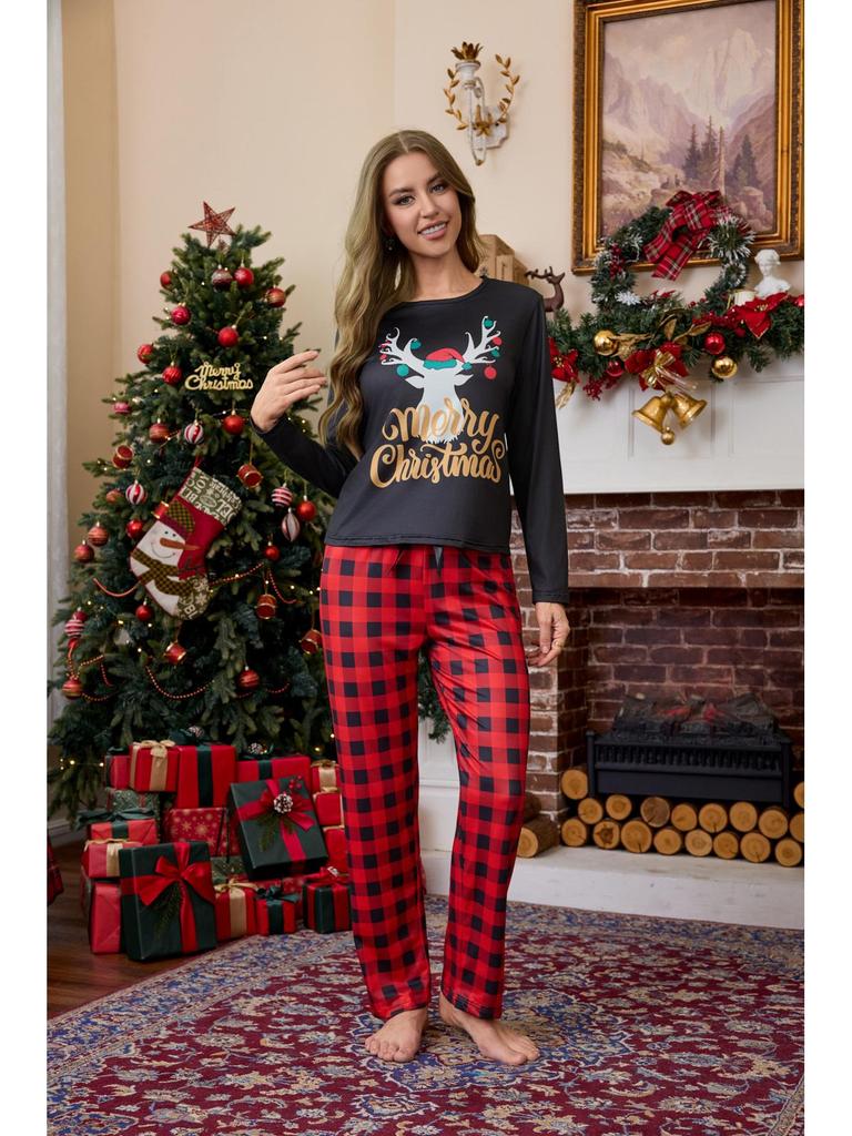 Europäisches und Amerikanisches Neues Damen Weihnachts-Pyjama-Set - Trendige Langarm- und Langhosen-Homewear