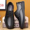 Leather Shoes Men's Autumn Lace-up Cowhide Low-top Lazy One-pedal Shoes Middle-aged and Elderly Children 2025