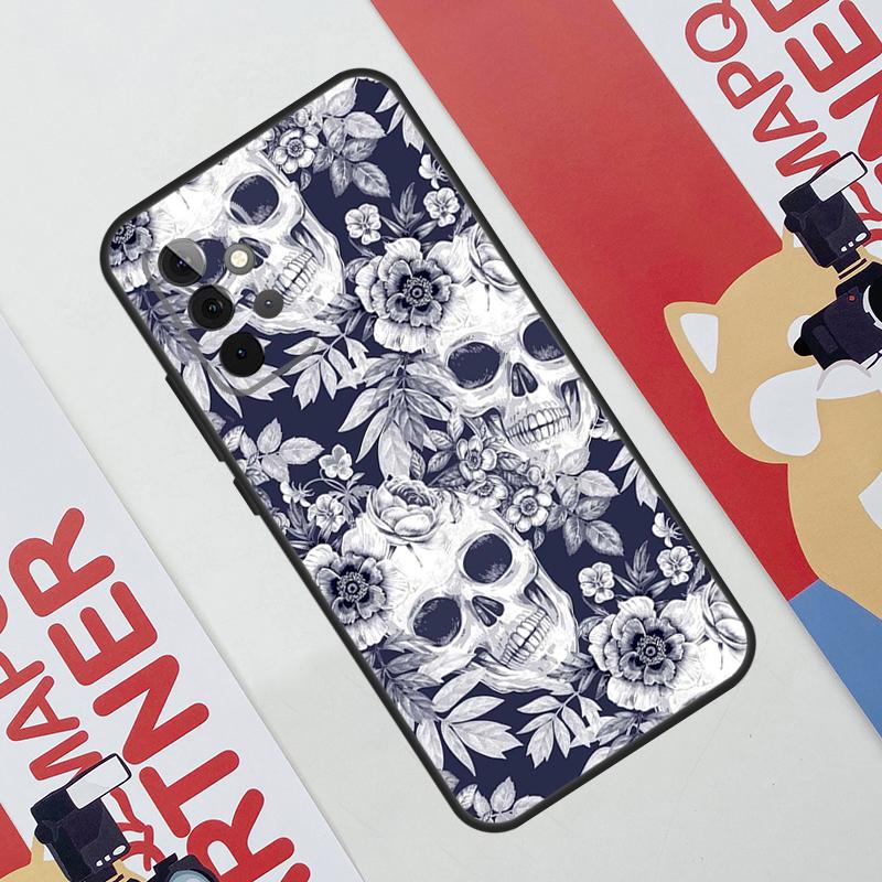 Gothic Floral Skull Case For Samsung Galaxy A52 A32 A12 A56 A36 A16 A13 A23 A33 A53 A54 A34 A14 A15 A35 A55 A17