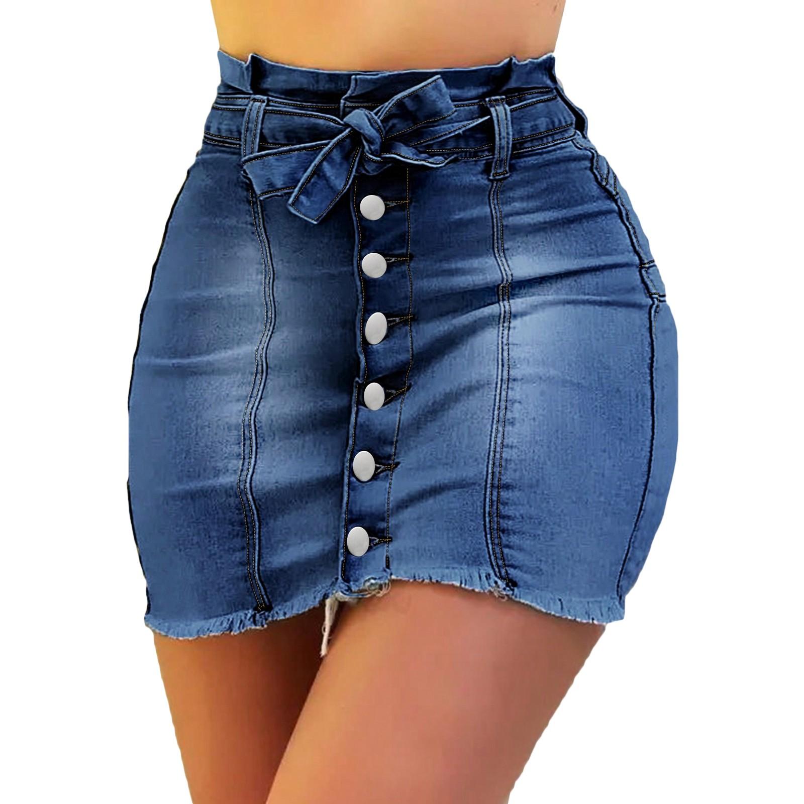 

Fashion Women s Slim Fit Denim Skirt With Multiple Pockets L