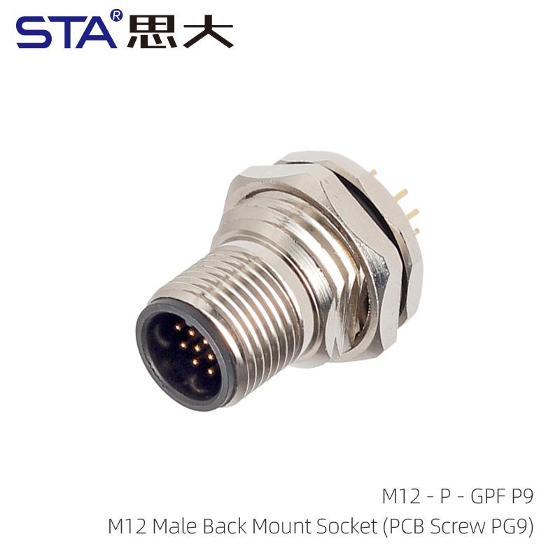 IP67 Straight M12 Connector Male Female a B C D Code 2 3 4 5 6 8 12 17Pin Front Mount M12 PCB Socket