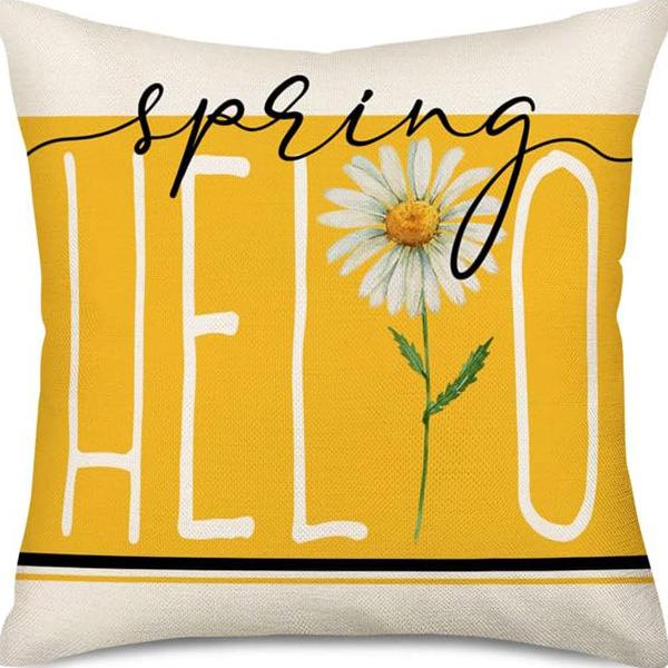 Pastoral Plants and Flowers Pillowcases Lavender Daisy Printed Linen Pillows Home Office