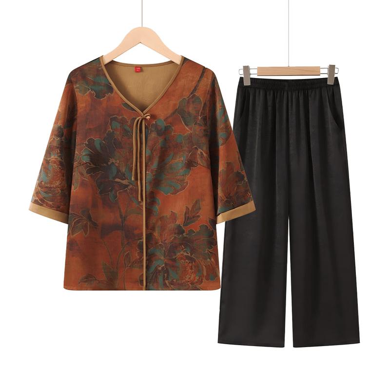 Yuzhaolin Women s V-Neck Summer Shirt & Top Set XL