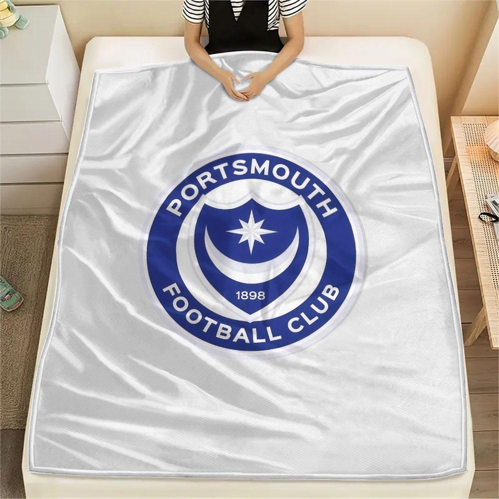 1PC Portsmouth Football Club Patterned Flannel Blanket Suitable For All Seasons for Home Decor Warmth and Comfort Gifts Holiday Present