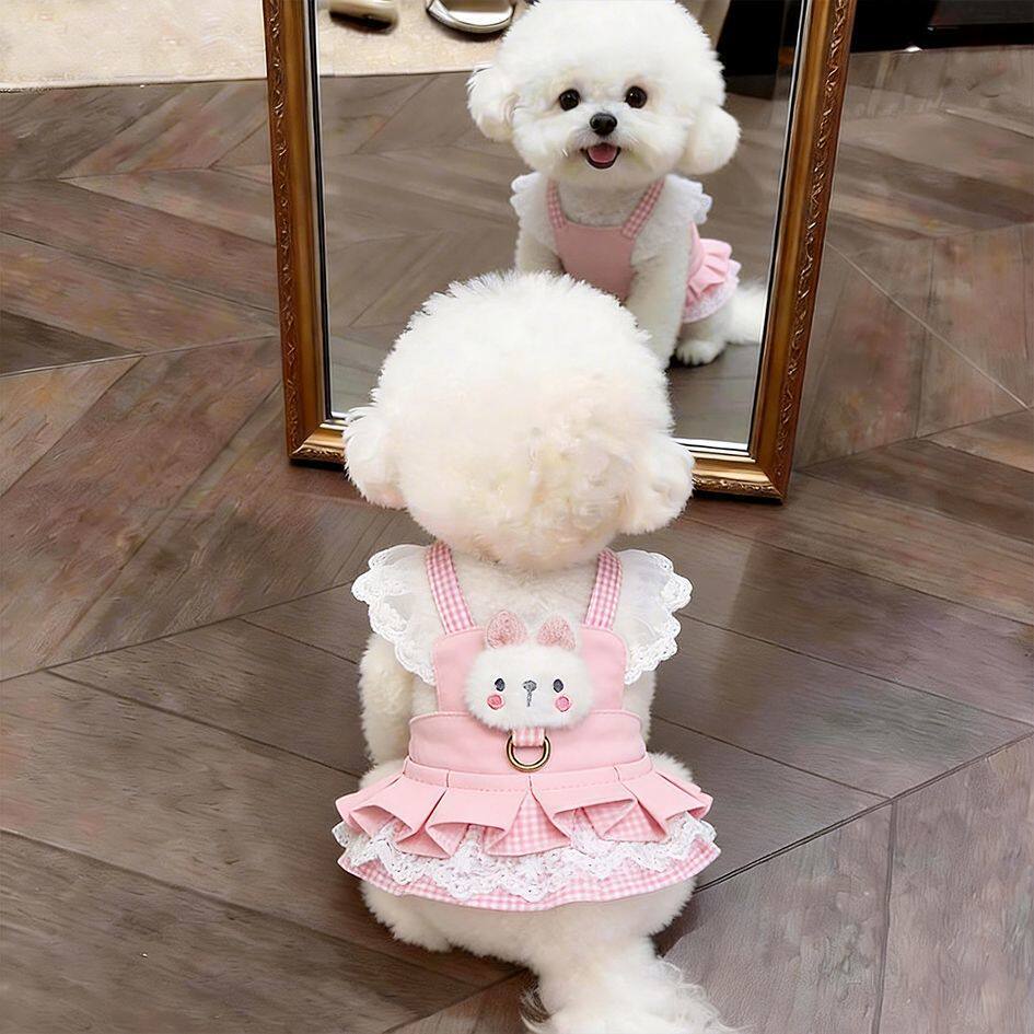 Pet dog clothes princess dress for small dogs like Teddy, Bichon, Pomeranian, Yorkshire, summer thin pet apparel XS розовый