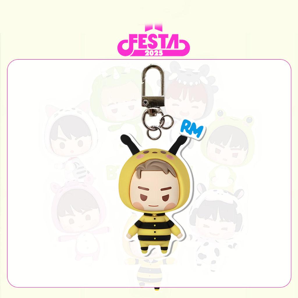 BTS 2025 FESTA Animal Costume Cartoon Acrylic Keychain, Bangtan Boys Cute Cartoon Keyring with Member Name Tag, Kpop ARMY Fans Bag Charm