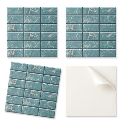 Pack of PVC Tiles with Decor for Kitchen or Bathroom Marble Tile Pattern 9x30x30 Cm