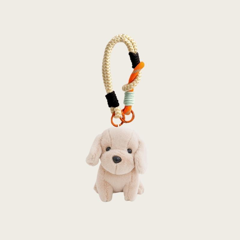 Pendant Animal Puppy Plush Toy Schnauzer Dog Doll Ragdoll Cute Car Keychain Pendant светло-коричневого