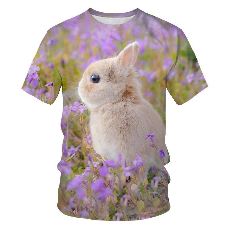 Fashion Cute Rabbit Hare Bunny 3D Print T-Shirts Summer Men Women Short Sleeve T Shirt Oversized Harajuku Tees Tops Kid Clothing