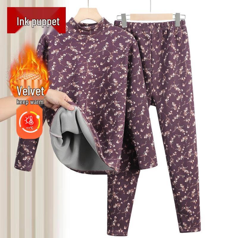 

Женский термокомплект с флисовой подкладкой и цветочным принтом 4XL