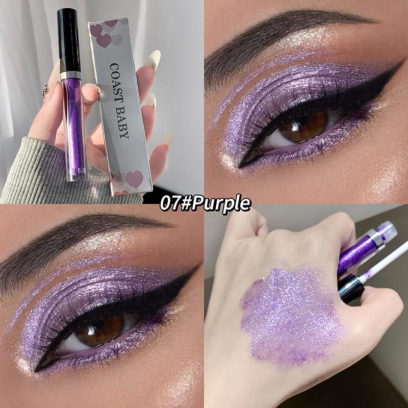 Glitter Liquid Eyeshadow 12-Color Golden Eyeshadow, Brown Glitter Eyeshadow, Eye Glitter Makeup Eyeshadow Stick, Quick- Long-Lasting Eyeshadow