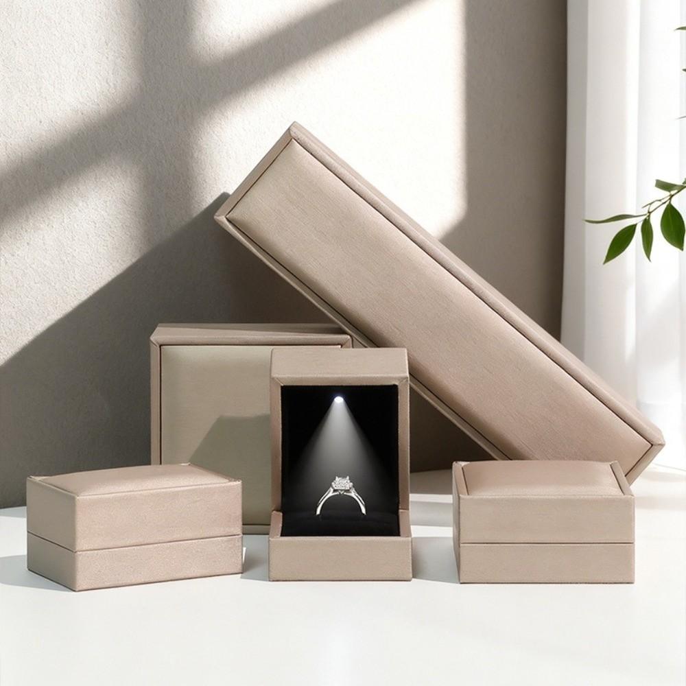 LED Light Jewelry Display Storage Box PU Leather Bracelet Ring Necklace Organizer  Wedding Gift