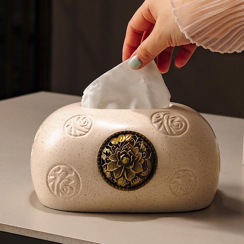 Ceramic Tissue Box, Light Luxury High-end Living Room, Household Coffee Table, Dining Table Paper, Drawer Paper Box, High-end Se