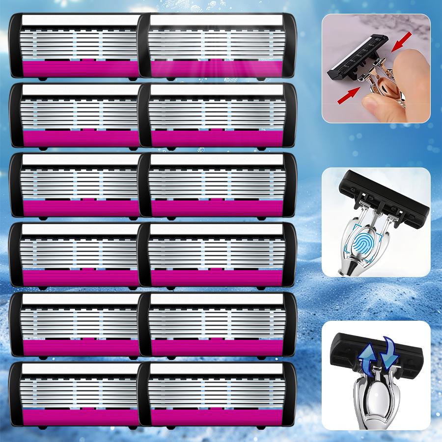 Точечный бритвенный станок: Мужской металлический держатель для бритвы с семислойным лезвием и шестислойными лезвиями