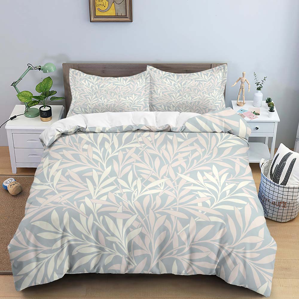 Flower Leaves Duvet Cover Set Fashion Pattern Print Polyester Comforter Covers with Pillow Case King Queen Twin Size Bedding Set