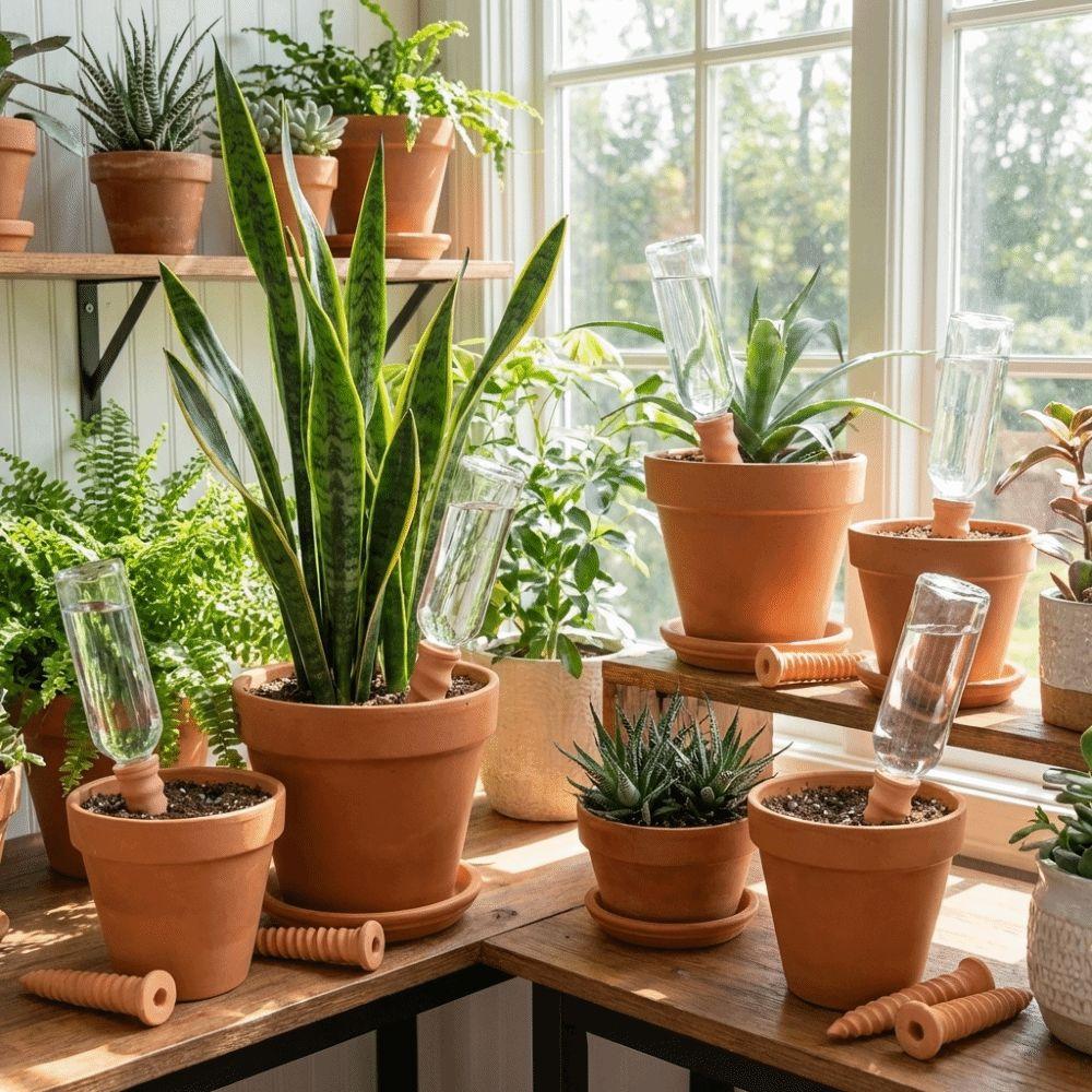 Automatic Irrigation Plant Watering Stakes Natural Clay Auto-Water Irrigation System  Vegetables